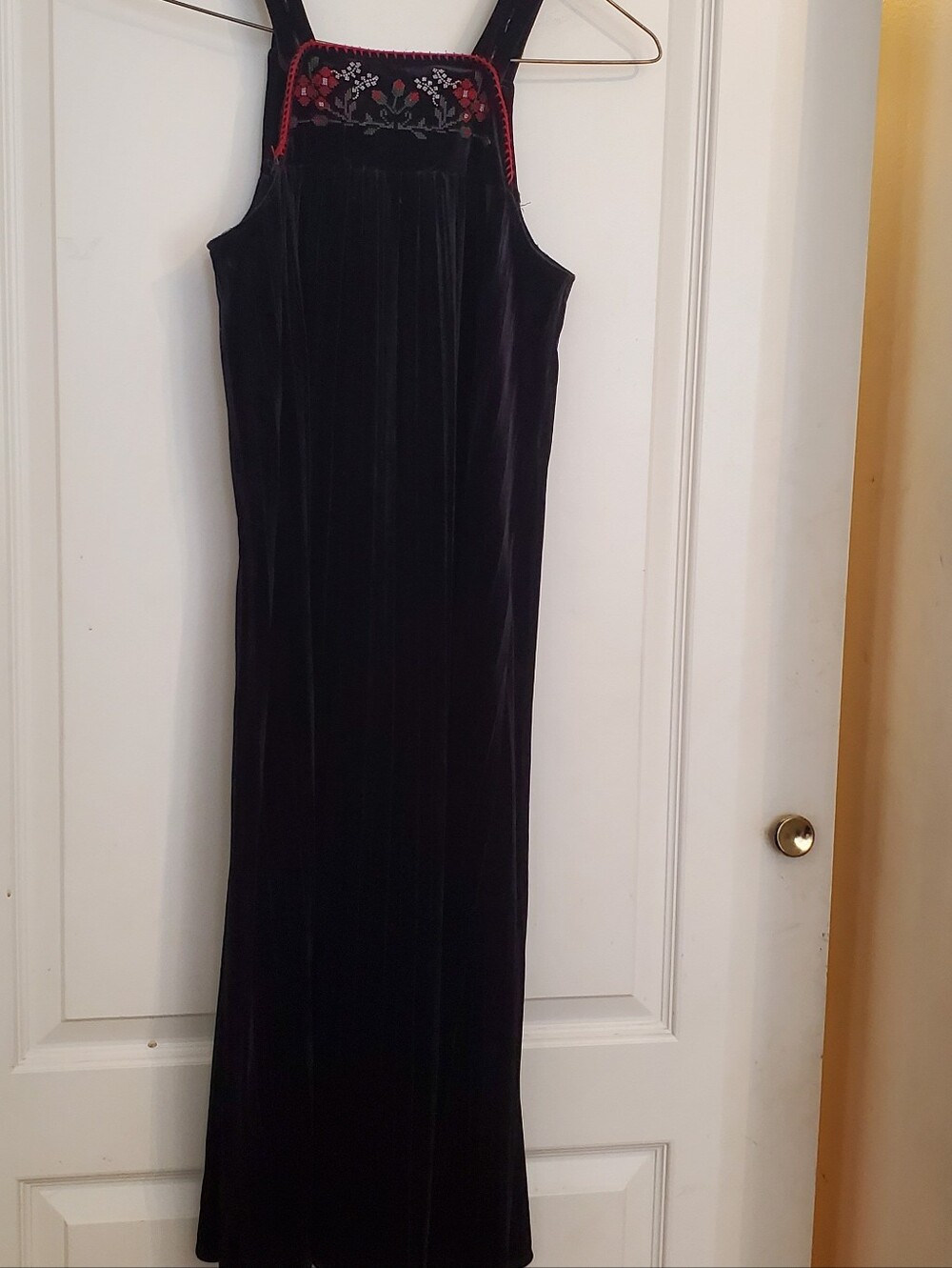 Melange Girls Black Velvet Embroidered Maxi Jumper Dress sz 14y